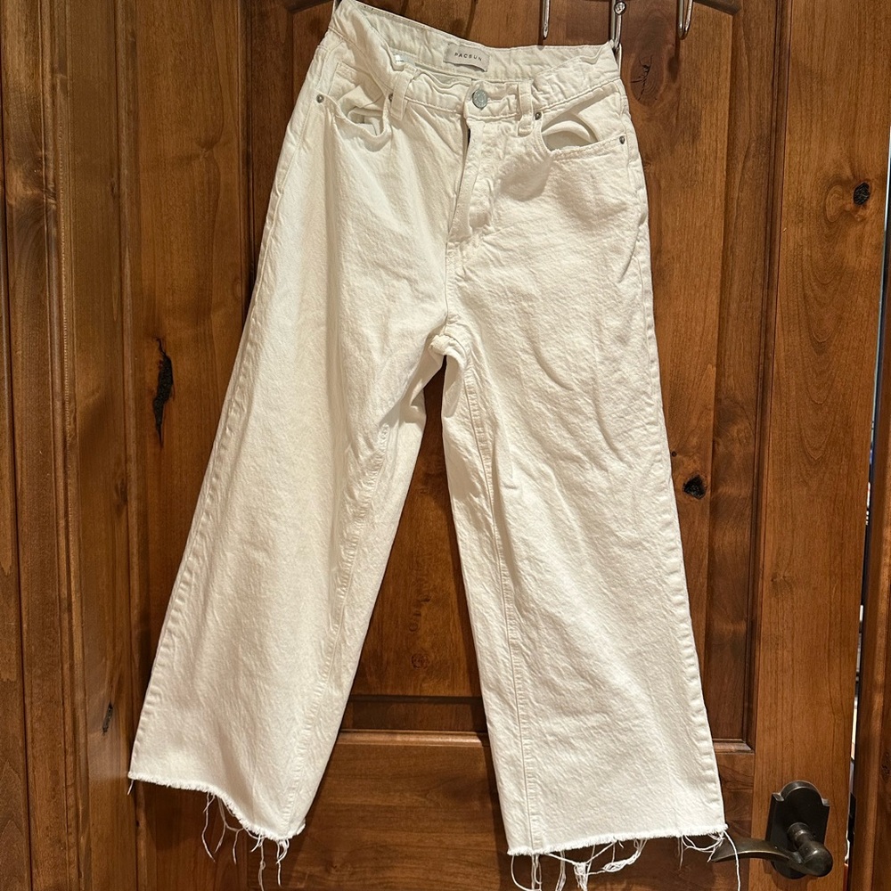 Pacsun Crop Wide Leg White Jeans size 25